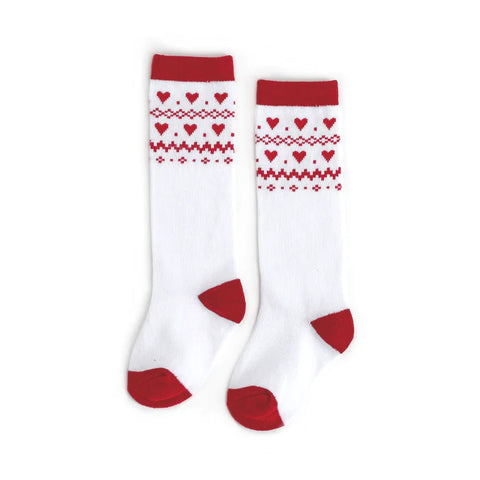 Little Stocking Co Knee High Socks - Heart Fair Isle, Little Stocking Co, All Things Holiday, cf-size-0-6-months, cf-size-1-5-3y, cf-type-knee-high-socks, cf-vendor-little-stocking-co, Christ