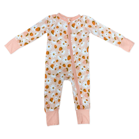 In My Jammers Strawberry Fields Zipper Romper, In My Jammers, Bamboo, Bamboo Pajamas, Convertible, Convertible Romper, Flowers, In My Jammers, In My Jammers Zipper Romper, Jammers, JAN23, Paj