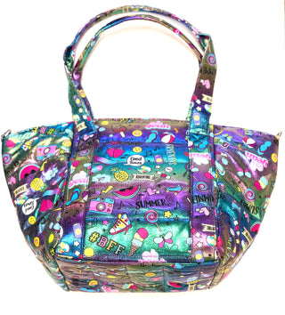 Bari Lynn Holographic Camp/Summer Tote Bag, Bari Lynn, Bai Lynn tote Bag, Bari Lynn Camp, Bari Lynn Holographic Camp Summer Cosmetic Bag, Bari Lynn Puffy Tote Bag, Bari Lynn Tote Bag, Camp Ba