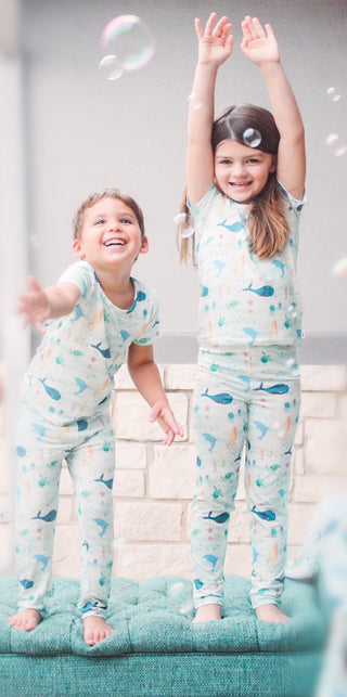 Two Peas Clothing Co Under the Sea S/S Pajama Set, Two Peas Clothing Co, cf-size-7y, cf-type-pajama-set, cf-vendor-two-peas-clothing-co, CM22, eieio, Short sleeve PAjama Set, Two Peas Clothin