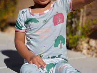 Two Peas Clothing Co E-I-E-I-O S/S Pajama Set, Two Peas Clothing Co, cf-size-2t, cf-size-5t, cf-size-6y, cf-size-7y, cf-type-pajama-set, cf-vendor-two-peas-clothing-co, CM22, eieio, Short sle