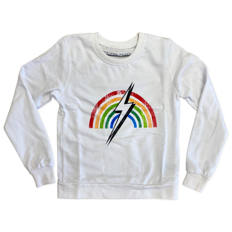Prince Peter Tween Rainbow Strike Sweatshirt - White, Prince Peter Collection, cf-size-large-10, cf-size-medium-8, cf-size-xlarge-12, cf-type-sweatshirt, cf-vendor-prince-peter-collection, Pr