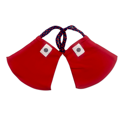 Pom Masks by Pomchies - Double Red w/Navy & Red Braid, Pomchies, Els PW 11399, Face Mask, Face Mask by Pomchies, Face Mask for Adults, Face Mask Pomchie, Mask, Pocmhies Face Mask, POM MASKS, 