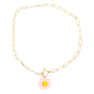 Daisy Toggle Clasp Necklace, Basically Bows & Bowties, Daisy, Daisy Happy Face, Daisy Smiley, Necklace, Tween Jewelry, Necklaces - Basically Bows & Bowties