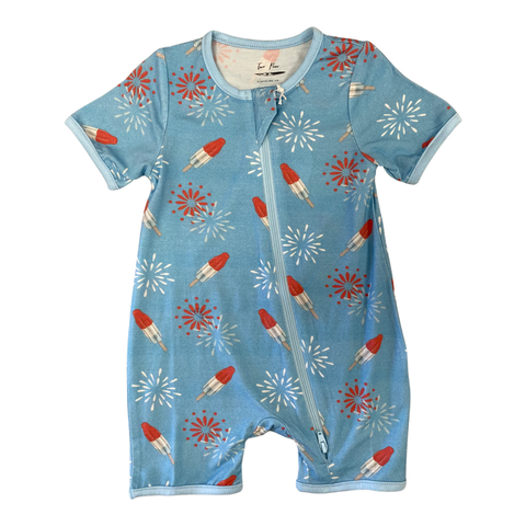 Two Peas Clothing Co Patriotic Pops Miller Romper, Two Peas Clothing Co, 4th of July, 4th of July Pajamas, Bomb Pop, CM22, Patriotic, short romper, Two Peas Clothing Co, Two Peas Clothing Co 