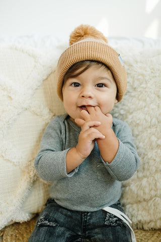 Cash & Co Mocha Beanie, Cash & Co, Beanie, Cash & Co Beanie, Cash & Co Hat, Cash & co., Cash and Co Beanie, Cash and Company, Hat, Hats, Kid Hat, Kids Hat, Mocha Beanie, Pom Beanie, Hat - Bas