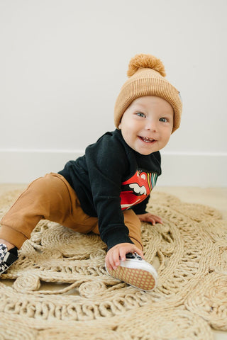 Cash & Co Mocha Beanie, Cash & Co, Beanie, Cash & Co Beanie, Cash & Co Hat, Cash & co., Cash and Co Beanie, Cash and Company, Hat, Hats, Kid Hat, Kids Hat, Mocha Beanie, Pom Beanie, Hat - Bas