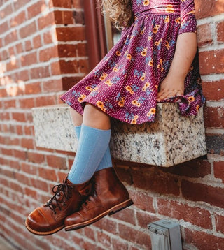 Little Stocking Co Knee High Socks - Cornflower, Little Stocking Co, Cable Knit Knee High, Cable Knit Knee High Socks, Knee High, Knee High Socks, Knee Highs, Little Stocking Co, Little Stock