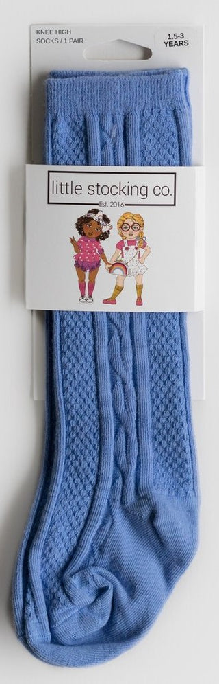 Little Stocking Co Knee High Socks - Cornflower, Little Stocking Co, Cable Knit Knee High, Cable Knit Knee High Socks, Knee High, Knee High Socks, Knee Highs, Little Stocking Co, Little Stock