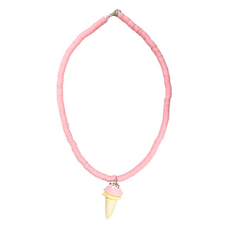Pink Beaded Necklace with Yellow Ice Cream, S & G Custom Creations, ice cream, Ice Cream Necklace, Jewelry, Necklace, Pink Necklace, S & G Custom Creations, Yellow Necklace, Necklace - Basica