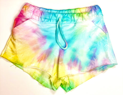 Malibu Sugar Pastel Rainbow Tie Dye Shorts, Malibu Sugar, cf-size-xsmall-one-size-4-6, cf-type-shorts, cf-vendor-malibu-sugar, Cyber Monday, lMalibu Sugar Rainbow Tye Dye Shorts, Malibu Suagr