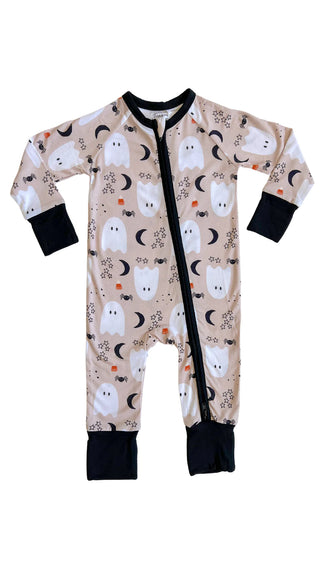 In My Jammers Neutral Halloween Zipper Romper, In My Jammers, Bamboo, Bamboo Pajamas, Boo Babe, Convertible, Convertible Romper, Halloween, Halloween Pajamas, In My Jammers, In My Jammers Boo