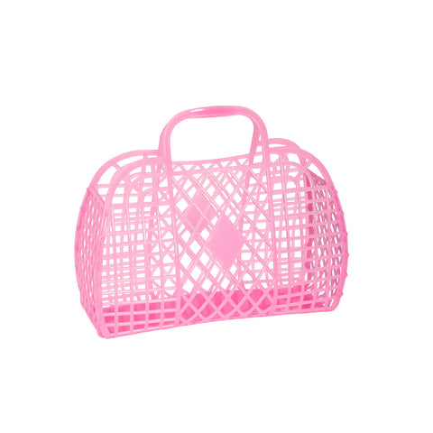 Sun Jellies Small Retro Basket - Neon Pink, Sun Jellies, cf-type-bag, cf-vendor-sun-jellies, Jelly Bag, Sun Jellies, Sun Jellies Bag, Sun Jellies Neon Pink, Sun Jellies Neon Pink Small Retro 