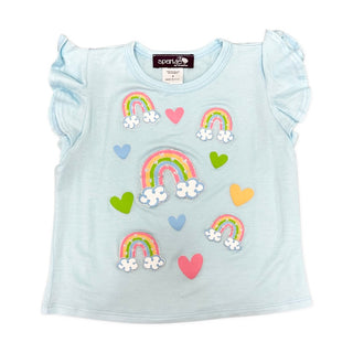 Sparkle by Stoopher Rainbow Ruffle Sleeve Tee, Sparkle by Stoopher, Bling Tee, Bling Top, cf-size-5-6, cf-type-shirt, cf-vendor-sparkle-by-stoopher, Easter, Easter Tee, Girls Top, Girls Tops,