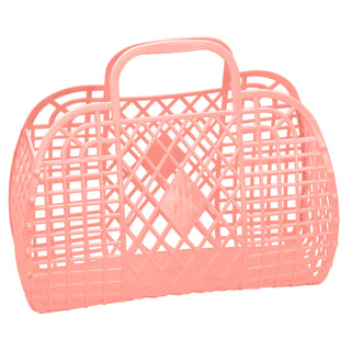 Sun Jellies Large Retro Basket - Peach, Sun Jellies, Boo Basket, cf-type-bag, cf-vendor-sun-jellies, Jelly Bag, Sun Jellies, Sun Jellies Bag, Sun Jellies Large Retro Basket, Sun Jellies Large