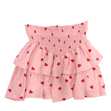 Tweenstyle by Stoopher Pink with Red Hearts Tiered Ruffle Skirt, Tweenstyle, cf-size-12, cf-size-14, cf-type-skirt, cf-vendor-tweenstyle, Heart Skirt, Skirt, Sparkle by Stoopher, Tweenstyle, 
