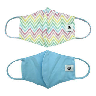 Pom Masks by Pomchies - Spring Chevron / Solid Blue, Pomchies, Els PW 11399, Face Mask, Face Mask by Pomchies, Face Mask for Adults, Face Mask Pomchie, Mask, Pocmhies Face Mask, POM MASKS, Po
