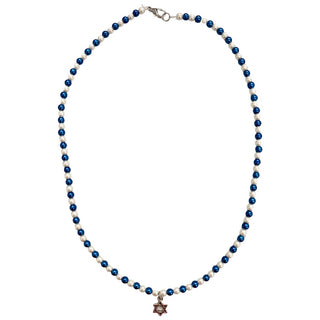Star of David Blue & White Pearl Beaded Necklace, S & G Custom Creations, cf-type-necklace, cf-vendor-s-&-g-custom-creations, Girls Hanukkah, Hanukkah Necklace, Happy Hanukkah, Jewelry, Neckl