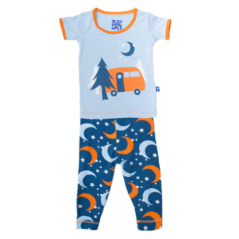 KicKee Pants Twilight Moon and Stars Short Sleeve 2pc Pajama Set, KicKee Pants, Black Friday, CM22, Cyber Monday, Els PW 8258, End of Year, End of Year Sale, KicKee, KicKee Pants, KicKee Pant