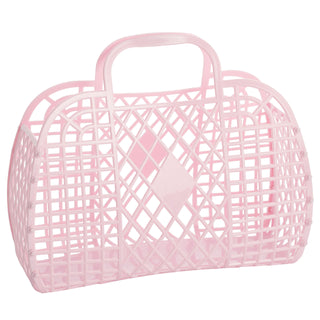 Sun Jellies Large Retro Basket - Pink, Sun Jellies, cf-type-bag, cf-vendor-sun-jellies, Jelly Bag, Sun Jellies, Sun Jellies Bag, Sun Jellies Large Retro Basket, Sun Jellies Large Retro Basket