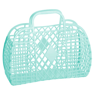 Sun Jellies Large Retro Basket - Mint, Sun Jellies, cf-type-bag, cf-vendor-sun-jellies, Jelly Bag, Sun Jellies, Sun Jellies Bag, Sun Jellies Large Mint Retro Basket, Sun Jellies Large Retro B