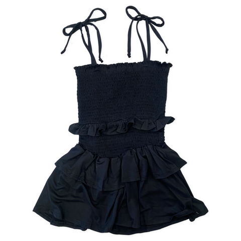 Tweenstyle Smocked Tiered Soft Jersey Dress - Black, Tweenstyle, Dress, Sparkle by Stoopher, Tweenstyle, Tweenstyle Smocked Tiered Soft Jersey Dress, Dresses - Basically Bows & Bowties