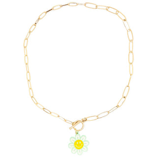 Daisy Toggle Clasp Necklace, Basically Bows & Bowties, Daisy, Daisy Happy Face, Daisy Smiley, Necklace, Tween Jewelry, Necklaces - Basically Bows & Bowties