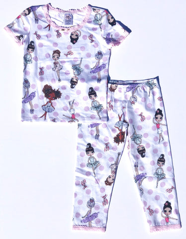 Esme Shimmer Ballerina S/S Top & Cropped Legging Set, Esme, Ballerina, Esme, esme ballerina, esme pajama set, Esme Pajamas, Esme Shimmer, Esme Shimmer Ballerina, Esme Shimmer Ballerina S/S To