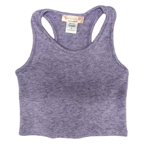 Tweenstyle by Stoopher Purple Two Tone Racerback Crop Tank, Sparkle by Stoopher, cf-size-12, cf-size-14, cf-type-tank, cf-vendor-sparkle-by-stoopher, Purple, Sparkle by Stoopher, Tank Top, Tw