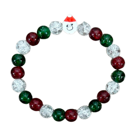 Santa with Red, Green & Clear Beaded Bracelet, S & G Custom Creations, All Things Holiday, Christmas, Christmas Bracelet, Holiday, Jewelry, S & G Custom Creations, Santa, Santa Bracelet, Neck