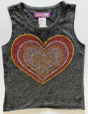 Sparkle by Stoopher Heart Raw Edge Tank, Sparkle by Stoopher, Big Girls Clothing, Black Friday, Bling Tank Top, Cyber Monday, Els PW 5060, Girls Clothing, Sparkle by Stoopher, Sparkle by Stoo