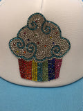 Bari Lynn Rhinestone Rainbow Cupcake Trucker Hat, Bari Lynn, Bari Lynn, bari Lynn trucker Hat, bling, cupcake, hat, rhinestone, rhinestone cupcake, Trucker Hat, tween, tween gift, tween girls