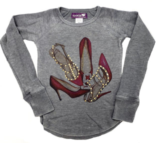 Sparkle by Stoopher Step Up L/S Burnout Thermal Tee, Sparkle by Stoopher, Bling Tee, Bling Top, Girls Top, Girls Tops, Sparkle by Stoopher, Sparkle by Stoopher Step Up Long Sleeve Grey Therma
