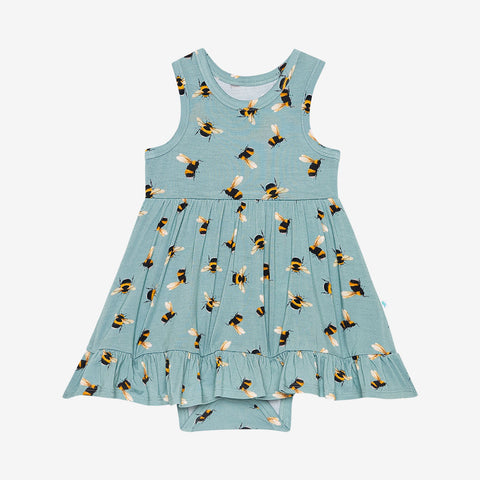 Posh Peanut Spring Bee Racerback Twirl Bodysuit Dress, Posh Peanut, cf-size-3-6-months, cf-type-dress, cf-vendor-posh-peanut, Posh Peanut, Posh Peanut Racerback Twirl Bodysuit Dress, PPSS23, 