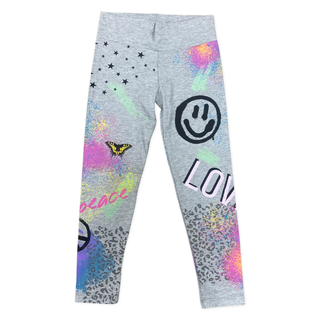 FBZ  Smile Love Air Brush Grey Leggings, Flowers By Zoe, Air Brush, Air Brush Leggings, cf-size-5, cf-type-pants, cf-vendor-flowers-by-zoe, CM22, FBZ, FBZ  Smile Love Air Brush Grey Leggings,