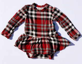 Posh Peanut Noah Plaid L/S Twirl Skirt Bodysuit, Posh Peanut, Baby, Infant, Posh PEanut, Posh Peanut L/S Twirl Skirt Bodysuit, Posh Peanut Long Sleeve Twirl Skirt Bodysuit, Posh Peanut Noah P