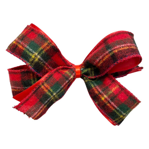 Large Holiday Flannel Plaid Layered Hair Bow on Clippie, Basically Bows & Bowties, Alligator Clip, Alligator Clip Hair Bow, Basically Bows & Bowties, basically bows and bowties hair bow xlarg