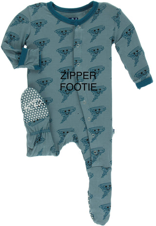 KicKee Pants Dusty Sky Happy Tornado Footie with Zipper, KicKee Pants, Black Friday, CM22, Cyber Monday, Els PW 8258, End of Year, End of Year Sale, Footie with Zipper, Happy Tornado, KicKee,