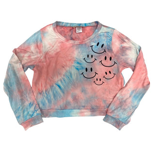 Tweenstyle by Stoopher Floating Smiley Tie Dye Pullover, Sparkle by Stoopher, cf-size-10, cf-size-14, cf-size-4, cf-size-5, cf-type-sweatshirt, cf-vendor-sparkle-by-stoopher, Smiley Face Swea