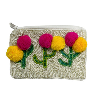 Beaded Cactus Pom Zipper Pouch, Basically Bows & Bowties, Beaded Coin Purse, Cactus, EB Girls, Stocking Stuffer, Stocking Stuffers, Zipper Pouch, Coin Purse - Basically Bows & Bowties