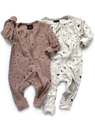 Little Bipsy Triangle 2 Way Zip Romper - Almond, Little Bipsy Collection, 2 Way Zip Romper, cf-size-0-3-months, cf-size-12-18-months, cf-type-romper, cf-vendor-little-bipsy-collection, CM22, 