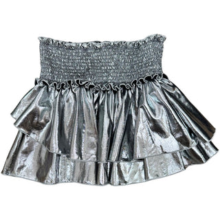 FBZ Black Silver Shimmery Pleather Skirt, Flowers By Zoe, cf-size-5, cf-size-6, cf-size-6x, cf-type-skirts, cf-vendor-flowers-by-zoe, FBZ, FBZ Black Pleather Skirt, Flowers By Zoe, Pleather S