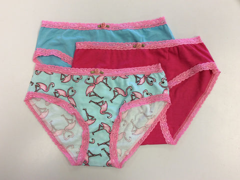 Esme Flamingo 3pc Panty Set, Esme, Els PW 8598, Esme, Esme Panties, Esme Panty, Esme Underwear, Girls Underwear, Made in the USA, Girls Underwear - Basically Bows & Bowties