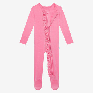 Posh Peanut Spring Berry Ruffled Zippered Footie, Posh Peanut, cf-size-9-12-months, cf-type-footie, cf-vendor-posh-peanut, Posh Peanut, Posh Peanut Footie, Posh Peanut Footie with Zipper, Pos
