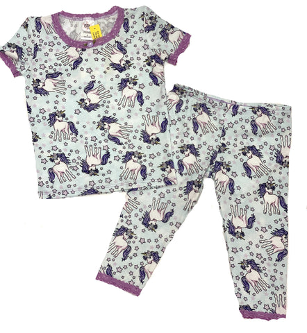 Esme Shimmer Blue Unicorn S/S Top & Cropped Legging Set, Esme, Camisole, Esme, esme pajama set, Esme Pajamas, Esme Panties, Esme Shimmer Blue Unicorn, Esme Shimmer Blue Unicorn S/S Top & Crop