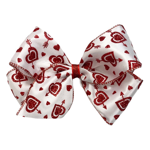 King Red Glitter Cupid's Heart Hair Bow on Clippie, Basically Bows & Bowties, Basically Bows & Bowties, basically bows and bowties hair bow xlarge, cf-type-hair-bow, cf-vendor-basically-bows-