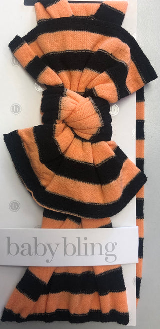 Baby Bling Black & Orange Stripe Patterned Knot Headband, Baby Bling, Baby Baby Bling Headbands, Baby Bling, Baby Bling Bows, Baby Bling Headband, Baby Bling Headbands, Baby Bling Knot Headba