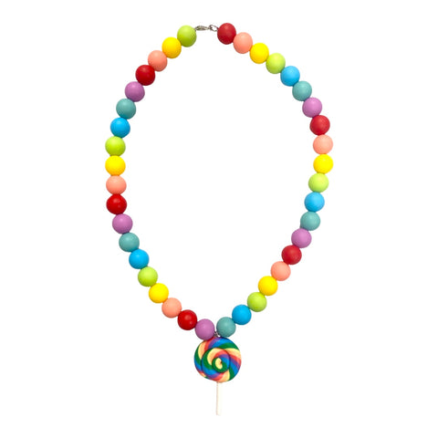 Lollipop Beaded Necklace - Bubblegum Rainbow, S & G Custom Creations, Birthday, Birthday Necklace, cf-type-necklace, cf-vendor-s-&-g-custom-creations, Jewelry, Lollipop Beaded Necklace, Lolli