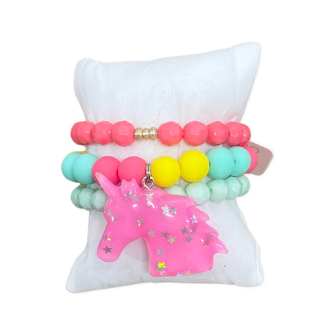 Girls Bracelet Stack - Unicorn Dreams - Hot Pink, Good Grace Design Co, Bracelet, Bracelet Stack, Bracelets, cf-type-bracelet, cf-vendor-good-grace-design-co, Good Grace Designs, Jewelry, Uni