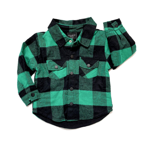 Little Bipsy Oversized Plaid Flannel - Green & Black, Little Bipsy Collection, Flannel, JAN23, Little Bipsy, Little Bipsy Buffalo Plaid Flannel, Little Bipsy Collection, Little Bipsy Fall, Li